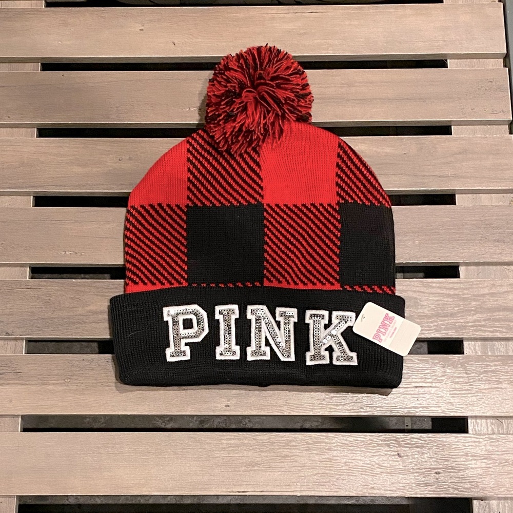 VS Pink Pom Pom beanie